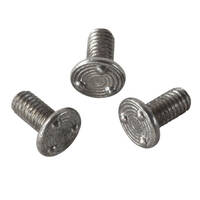 SURFACE WELD SCREW WITH 3 PROJECTIONS ON TOP OF HEAD, LOW CARBON STEEL, M4 X .07 THREAD, 6 MM