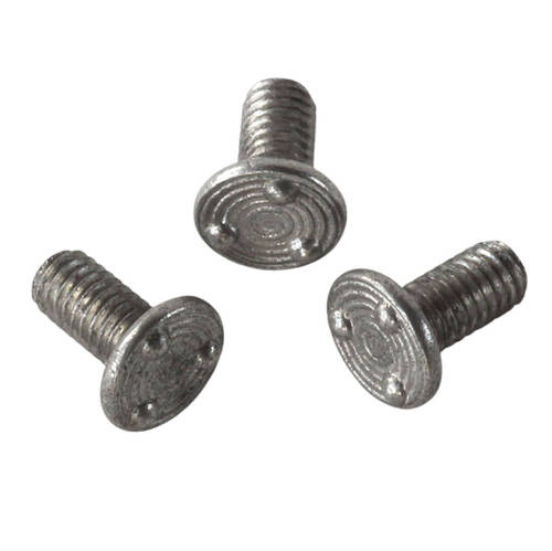 GWM 04006 SURFACE WELD SCREW WITH 3 PROJECTIONS ON TOP OF HEAD, LOW CARBON STEEL, M4 X .07 THREAD, 6 MM