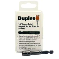 DPLX-NS-10 1/4" IMPACT-RATED MAGNETIC HEX NUT DRIVER H-T BLACK 10 PER BOX WITH DUPLEX SCREW LOGO